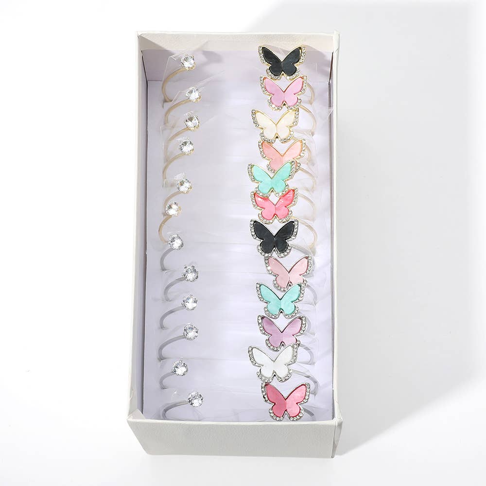 12PCS - Butterfly Stone Tip Cuff Bracelets