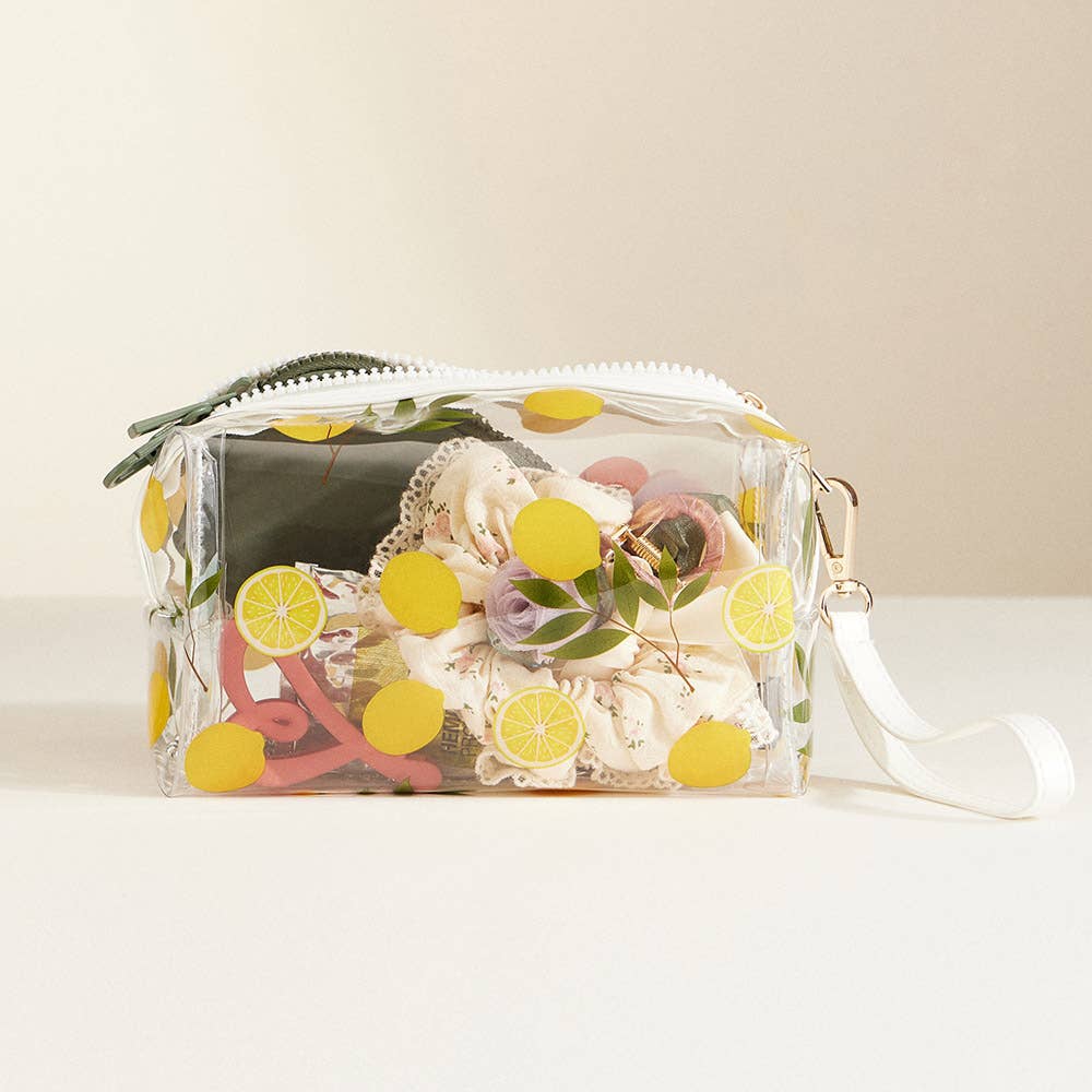 Cherry Lemon Orange Strawberry Transparent Cosmetic Pouch