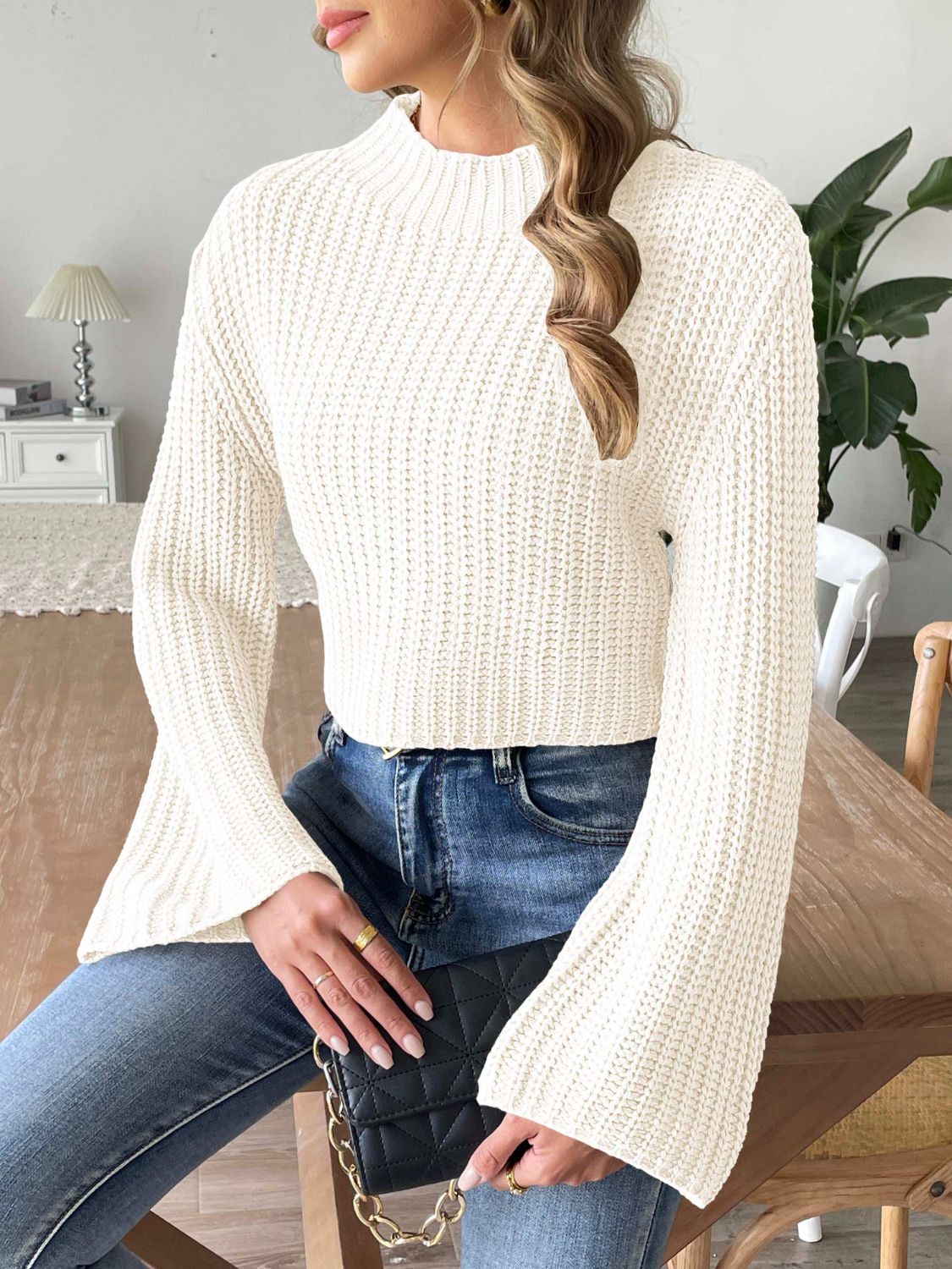 Mock Neck Long Sleeve Sweater