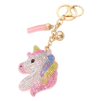 Bling Studded Unicorn Tassel Keychain
